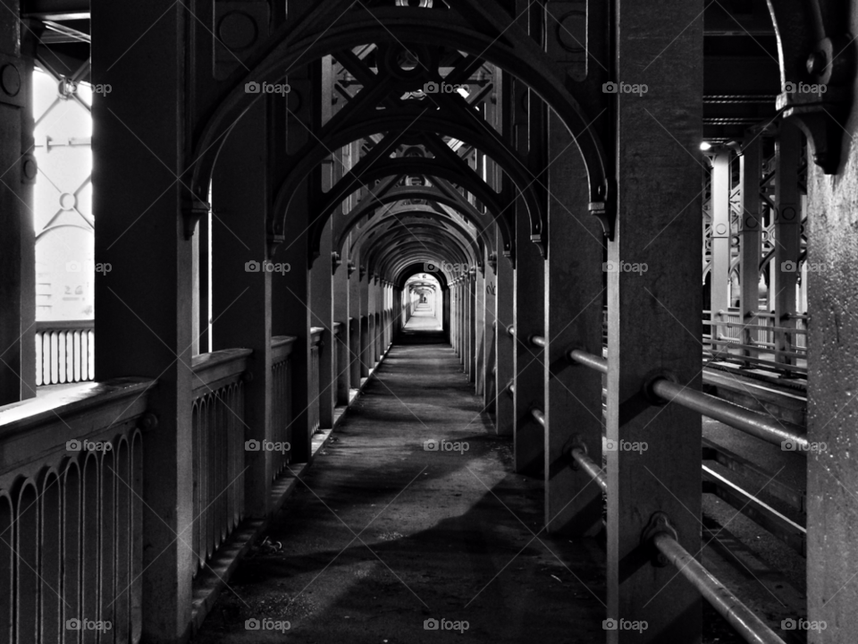 tunnel bridge structure bw by Raid1968