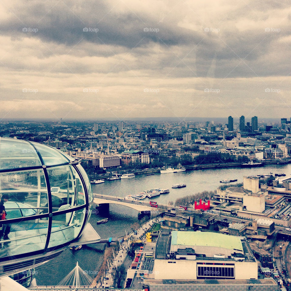 City view of London, UK from the London Eye.