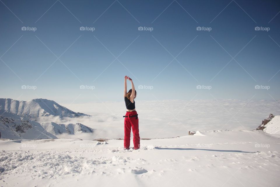 Girl in the mountains at an altitude of 3200 meters