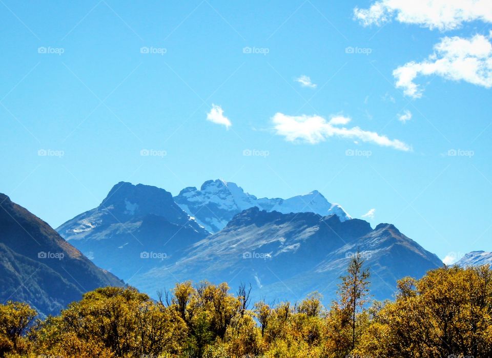 Snow capped mountains in New Zealand 