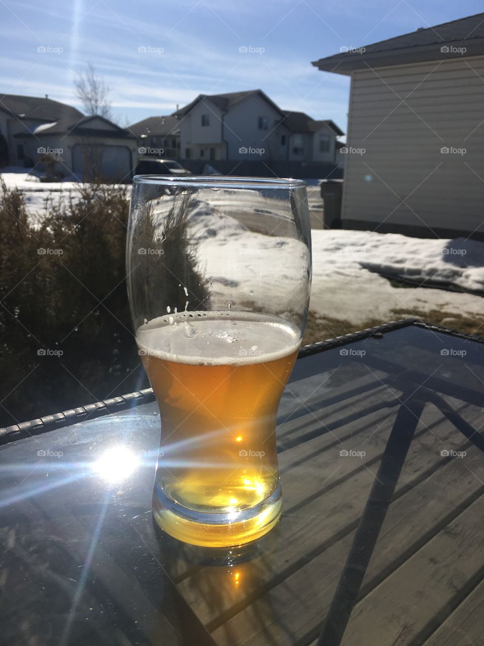 Beer on the deck in the sunshine 