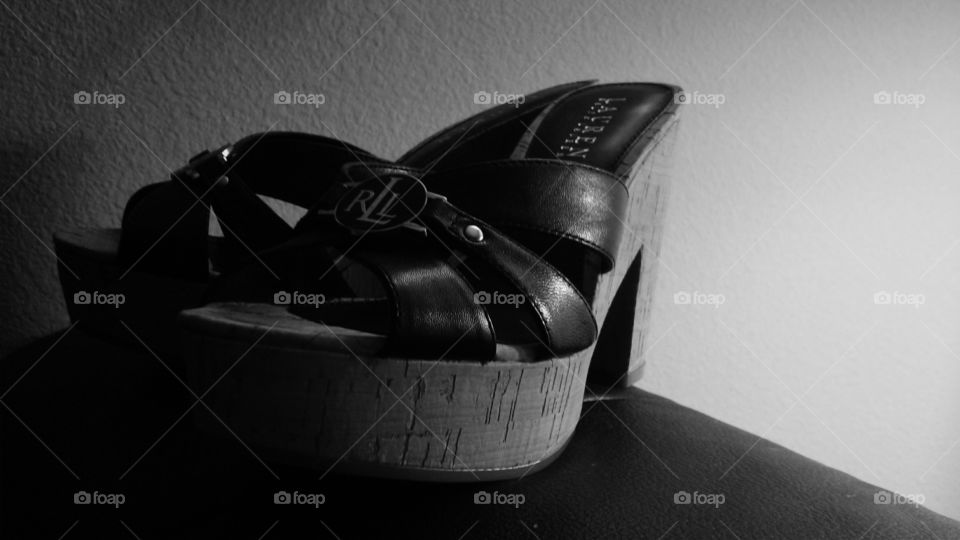 High heels. High heeled  shoes, black and white photo
