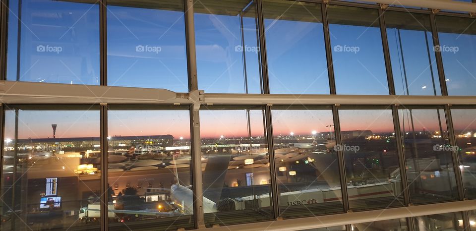 Heathrow airport sunrise
