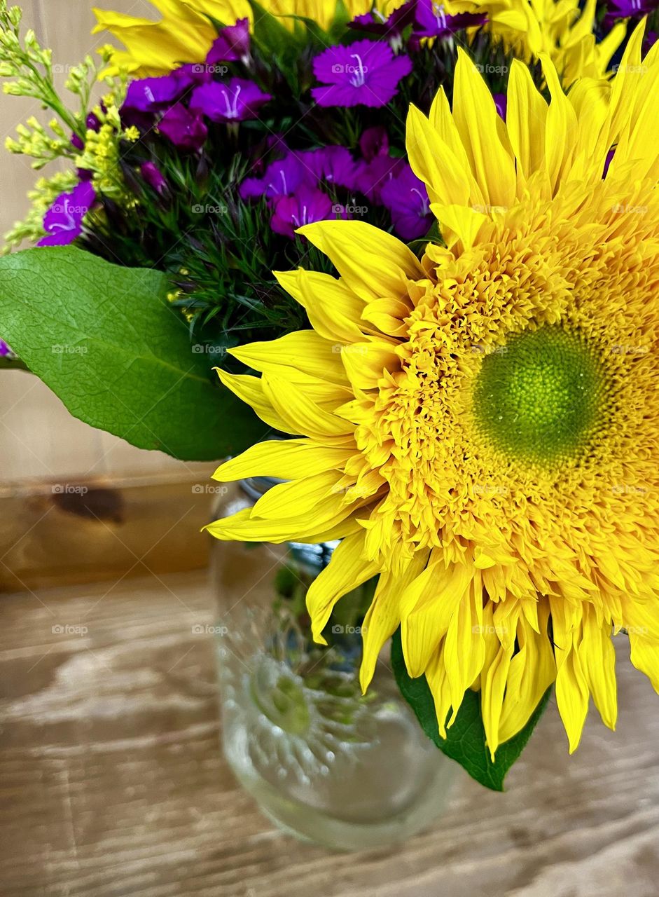 Sunflowers in a Mason Jar Vase