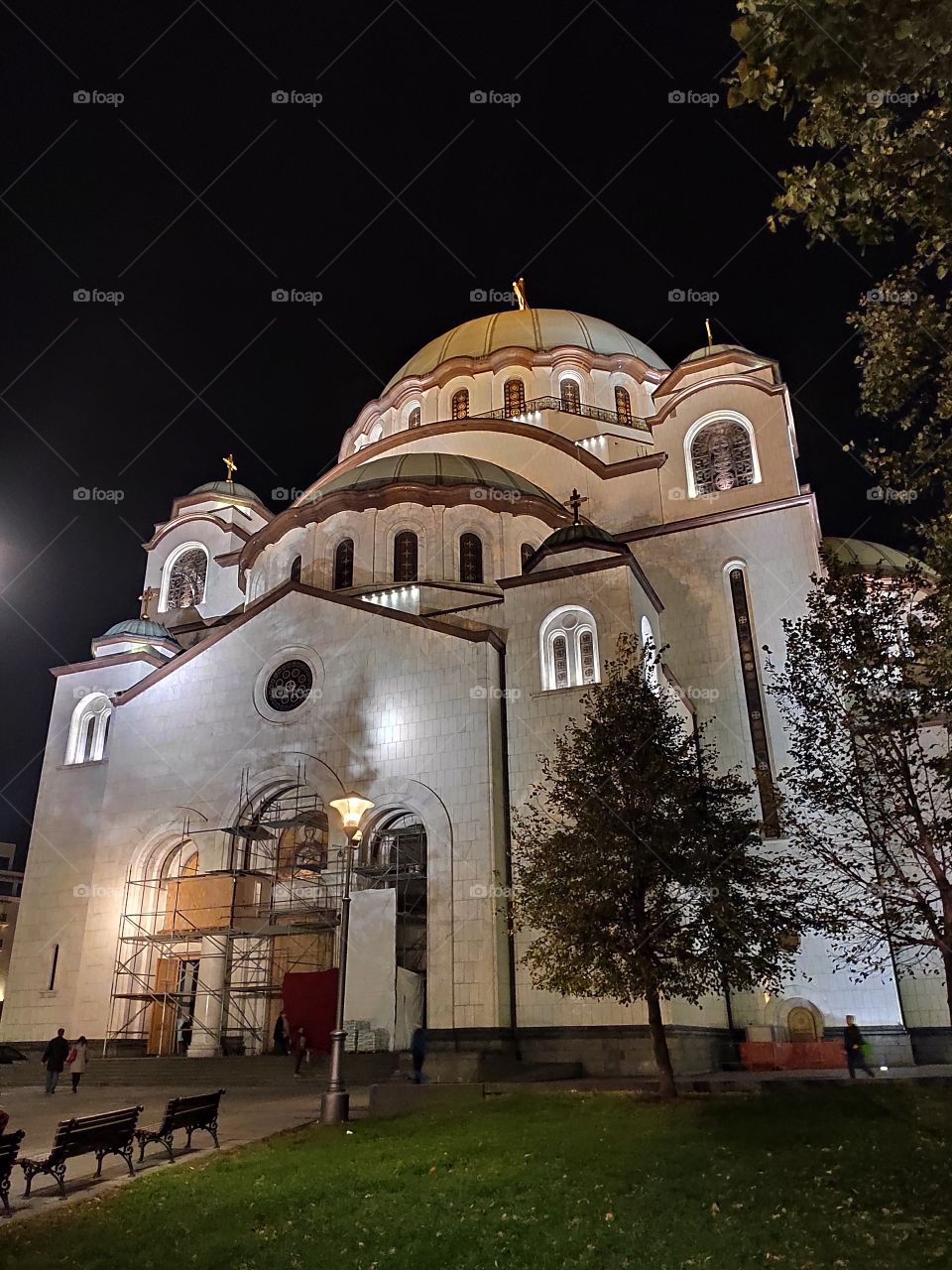 Saint Sava Temple Belgrade at night