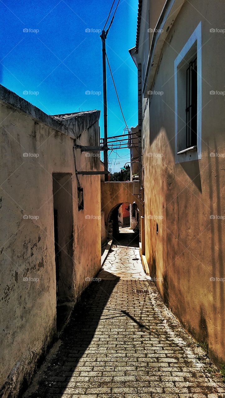 evening lane in Greece 