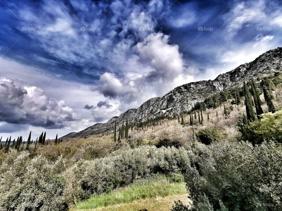 Konavle mountains in heavy clouds