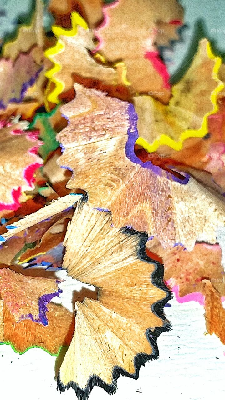 colored pencil shavings