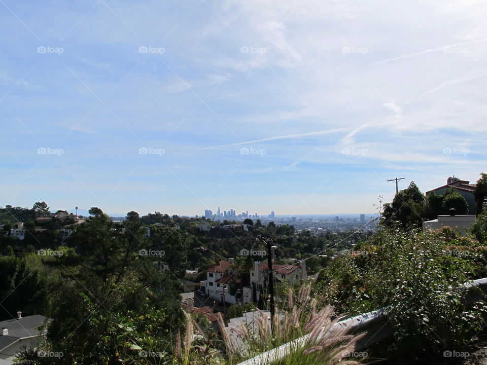 View of the LA skyline on a clear day. Studio living