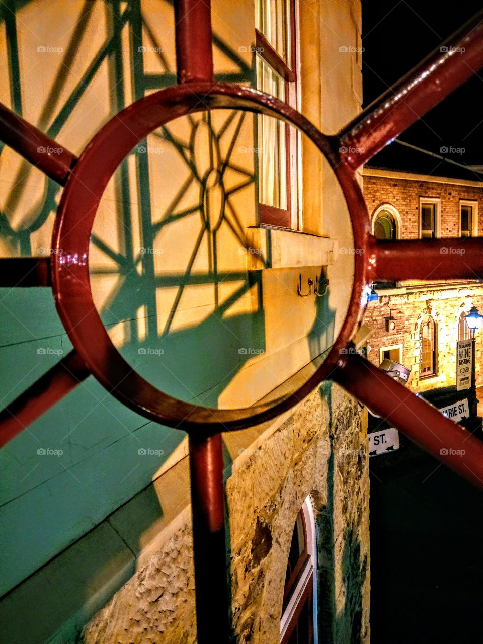 shadow shot through circle at night