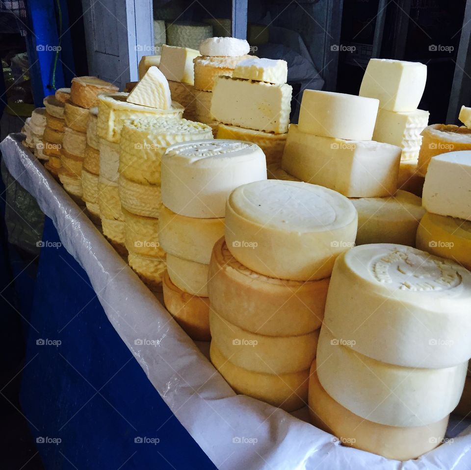Cheese, market in Cusco Peru