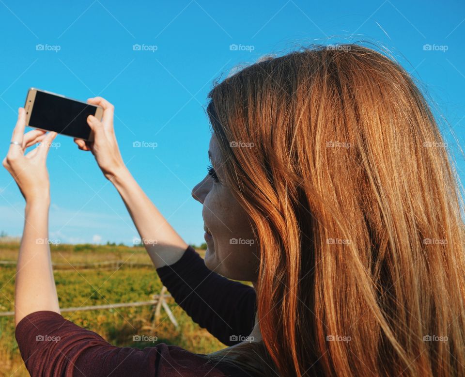 Girl using smartphone 