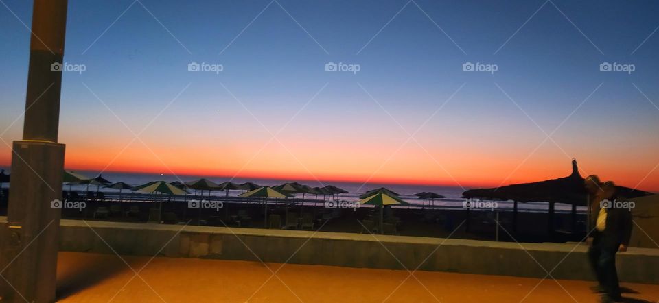 nice view after sunset in the beach