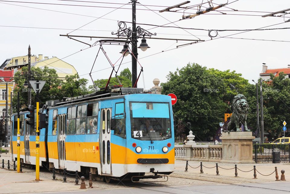 A tram on the street of Sofia