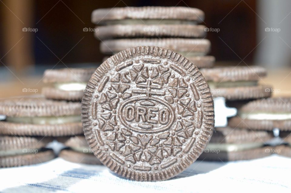 Oreo cookies on a blue background 