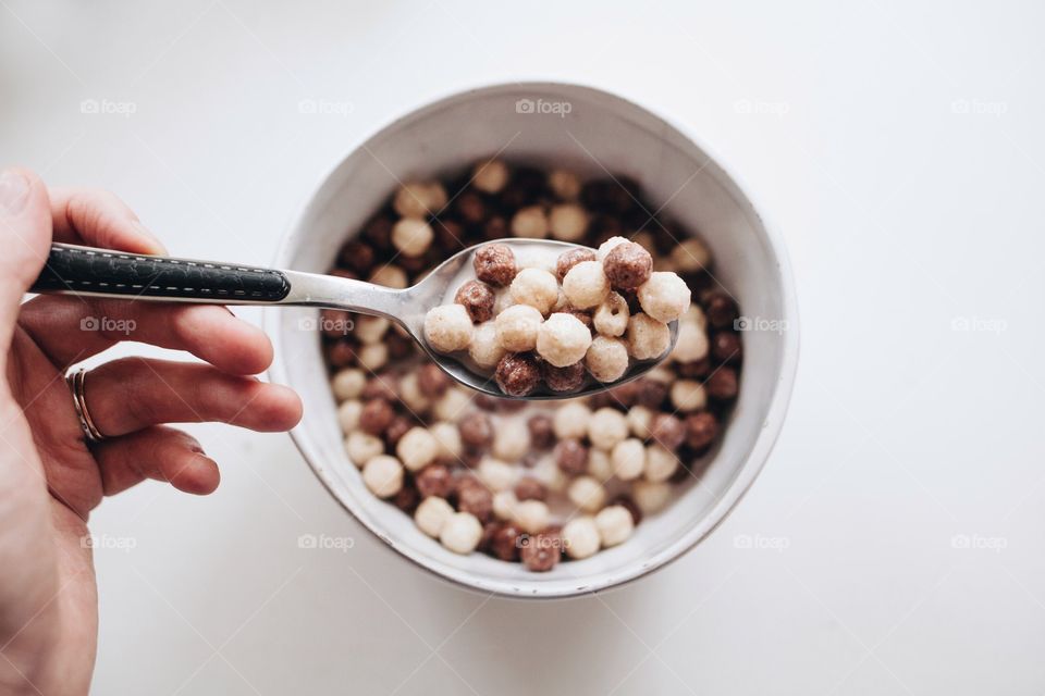 High angle view of cereals in breakfast
