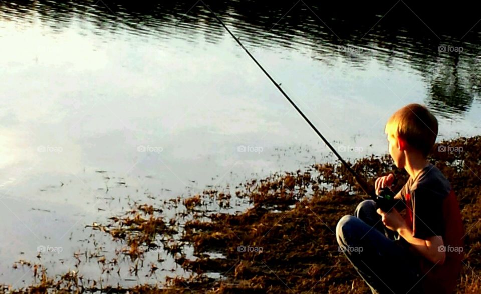 Lake life. Bub fishing