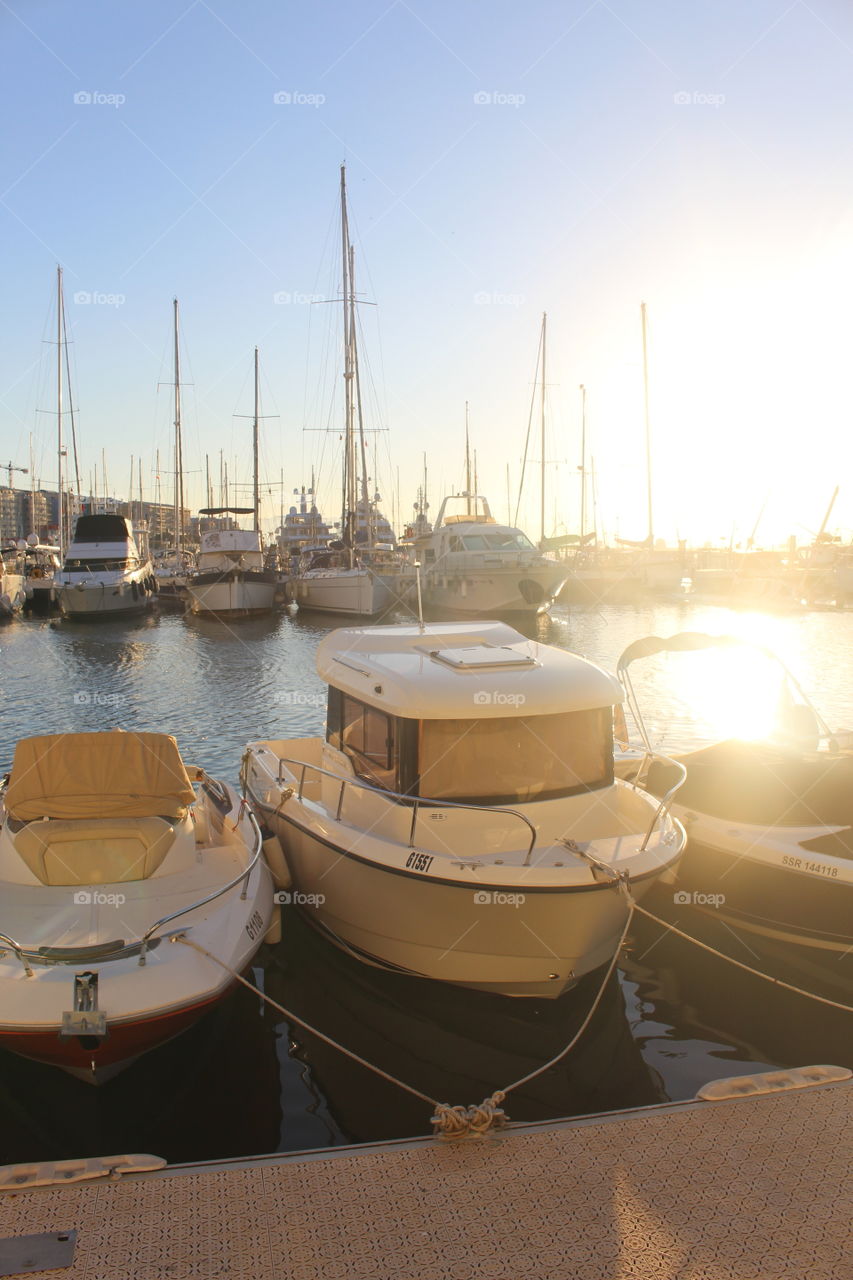Boats in the Gibraltar harbour  