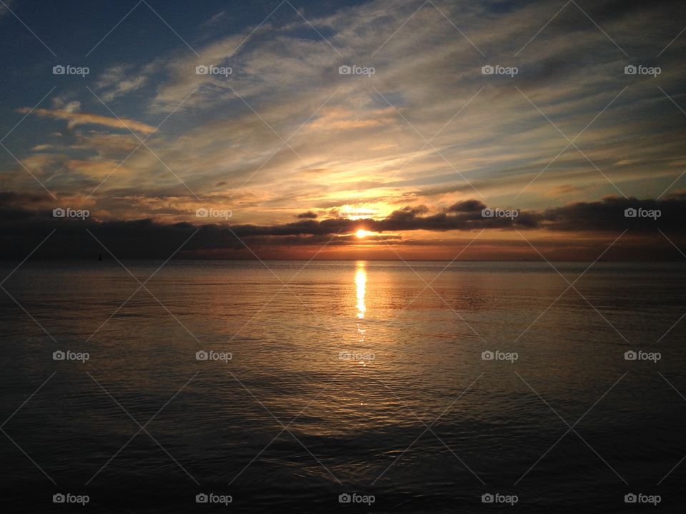 Sunrise over the Baltic Sea in Poland 