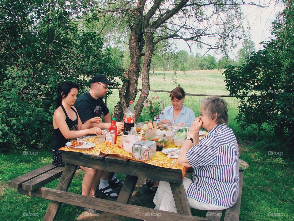 Picnic, People, Woman, Adult, Man