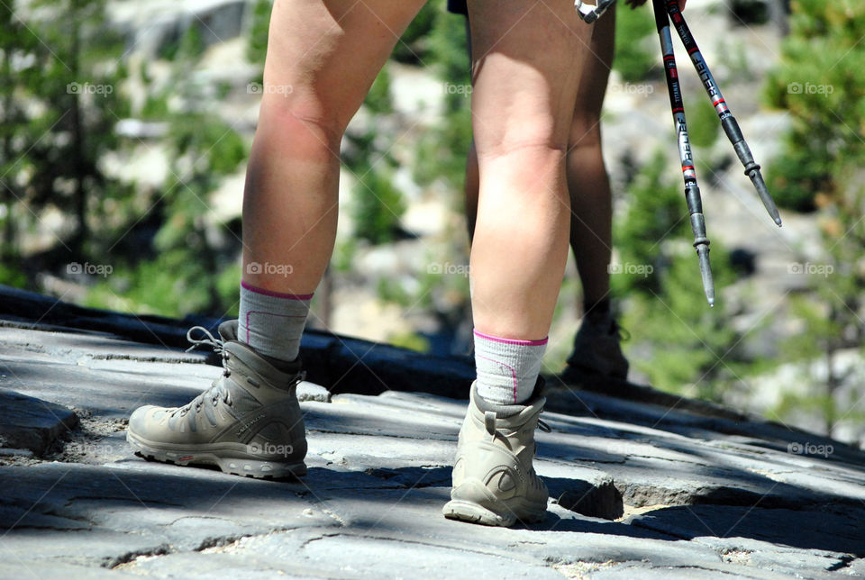 Hiking boots with  a view