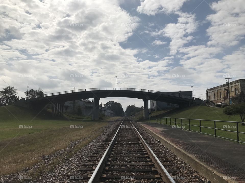 Railroad tracks under the bridge!