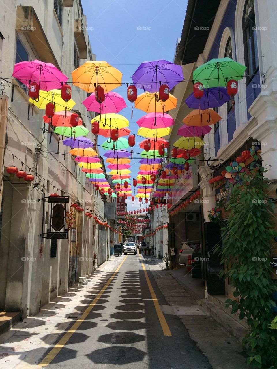 Colorful umbrella street in Ipoh