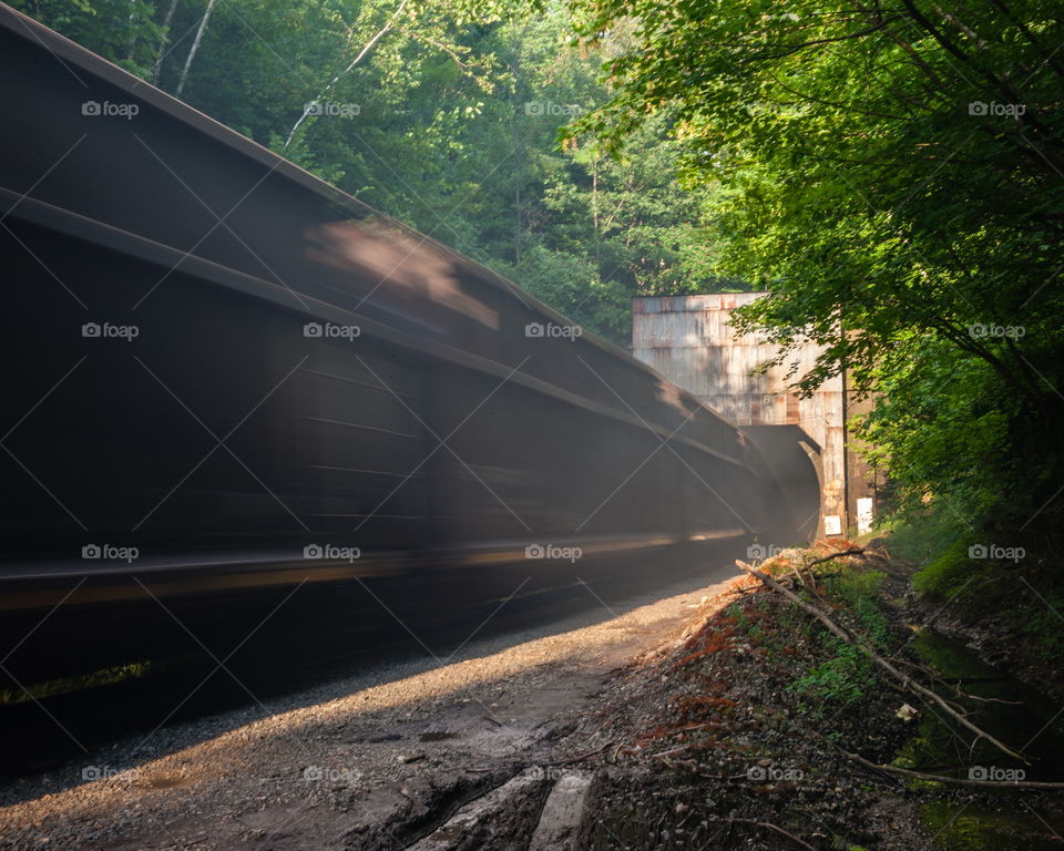 Train coming out of a tunnel 