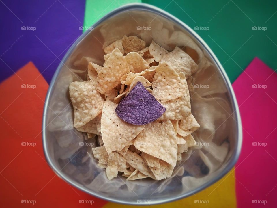 Tortilla Chips in a Triangle Bowl