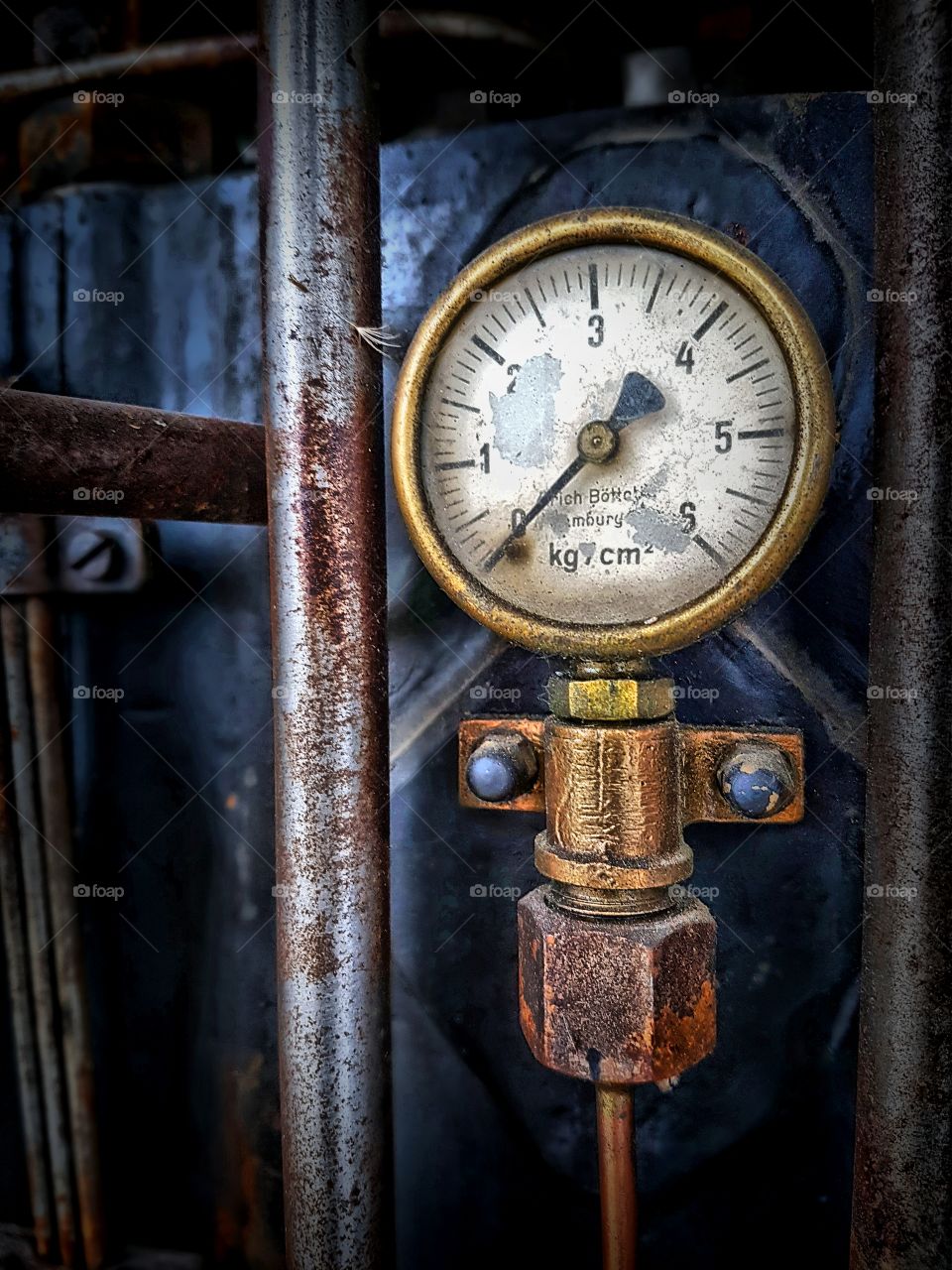 old manometer with yellow housing