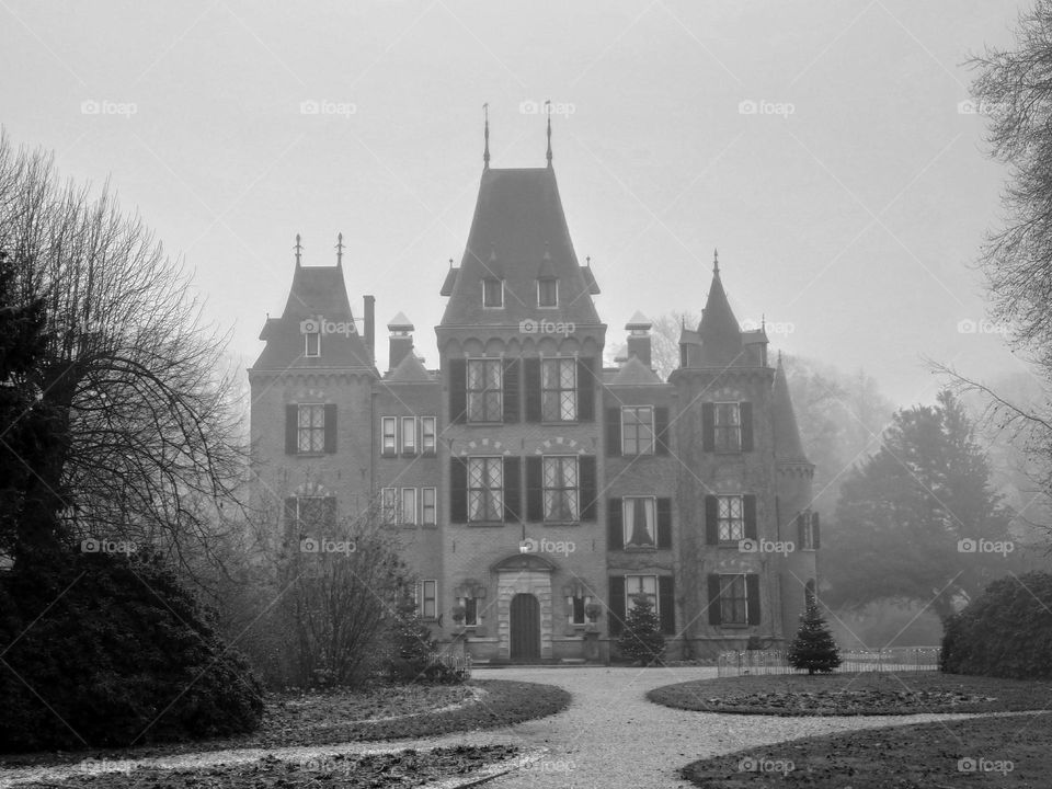 Castle Keukenhof in fog