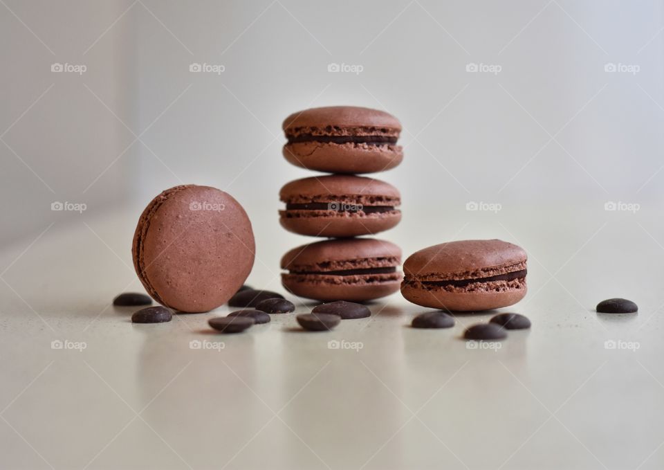 chocolate macaroons and chocolate dros still life