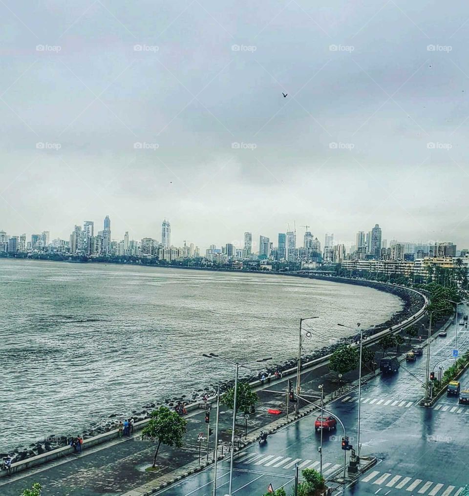 # mumbai# bay side# rainy season# marine lines# shore side# road# Aerial view# vehicles# best view#