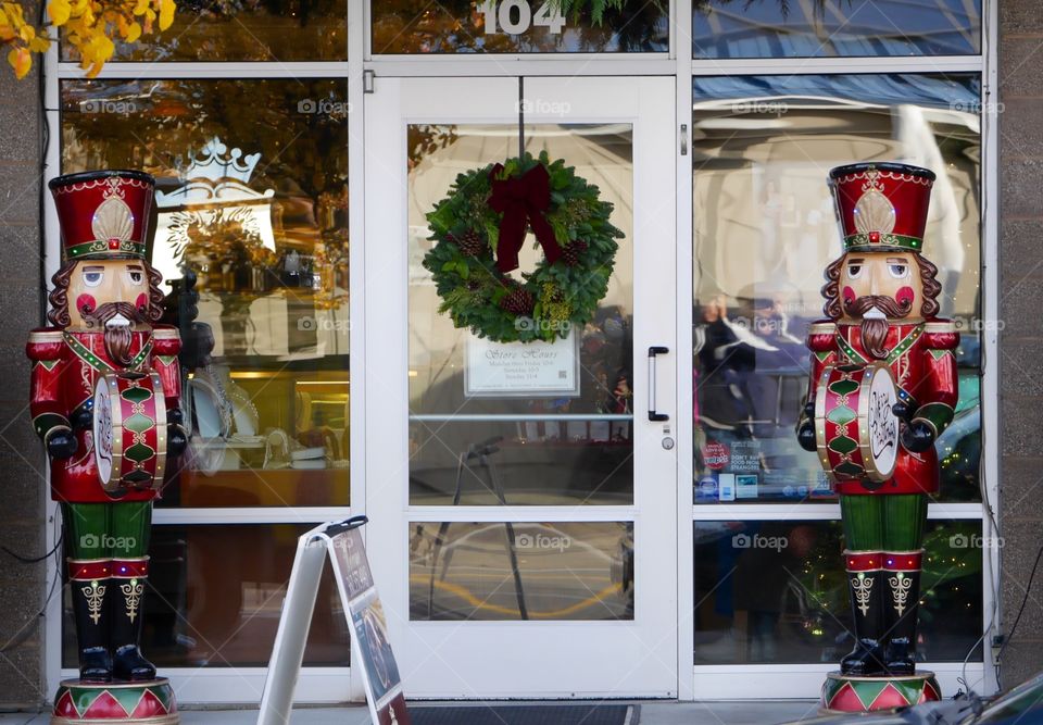 Life-size Nutcrackers welcome visitors to the store.