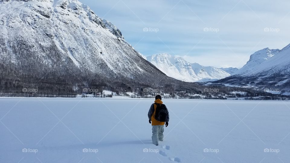 Crossing frozen river