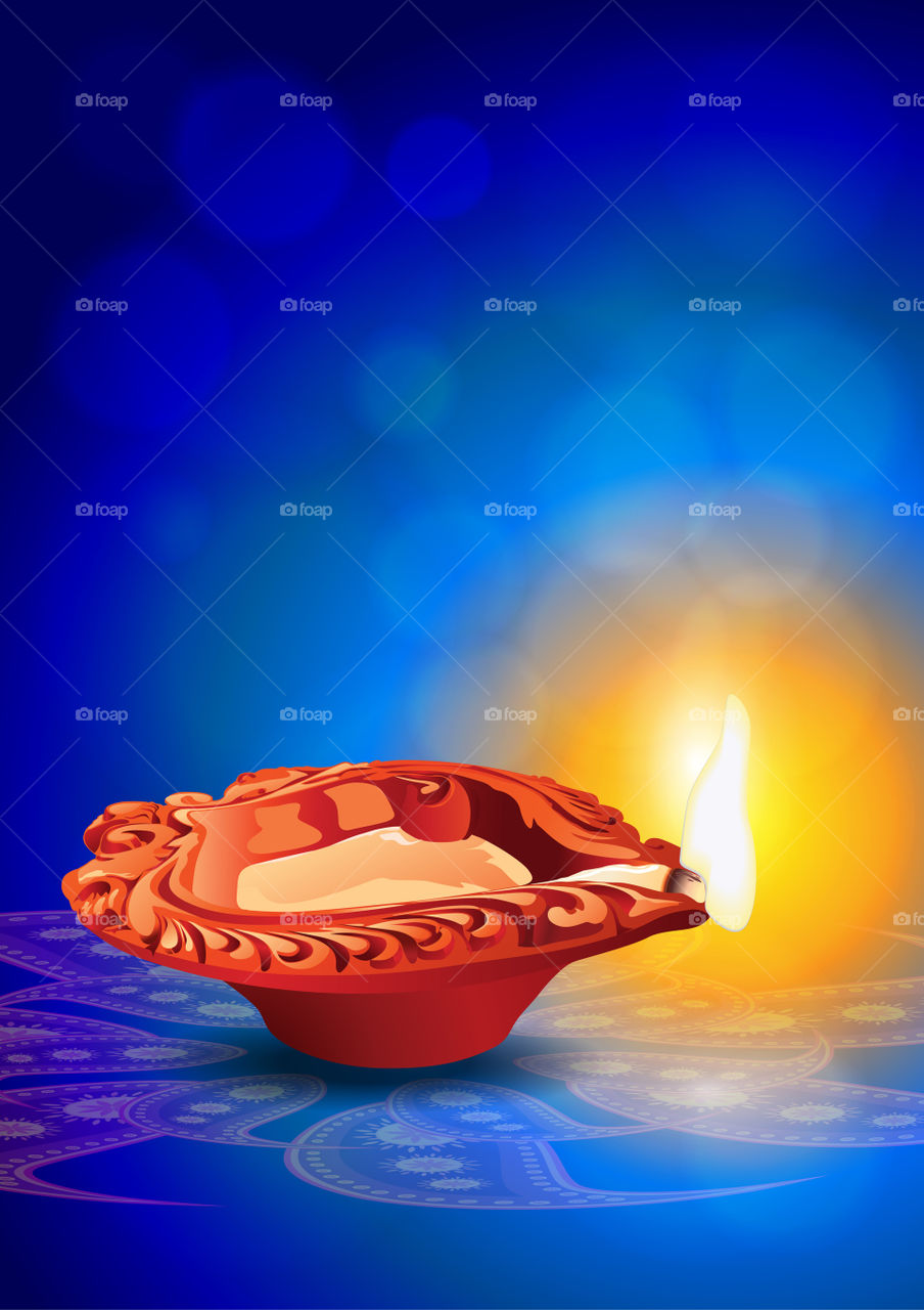 Indian festival Diwali diya lamp illustration