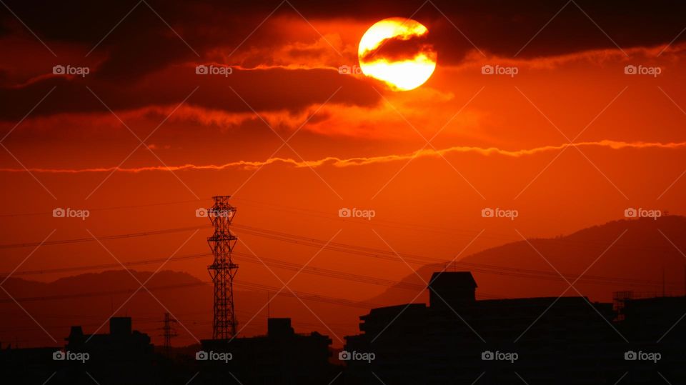 Silhouette and sunset 