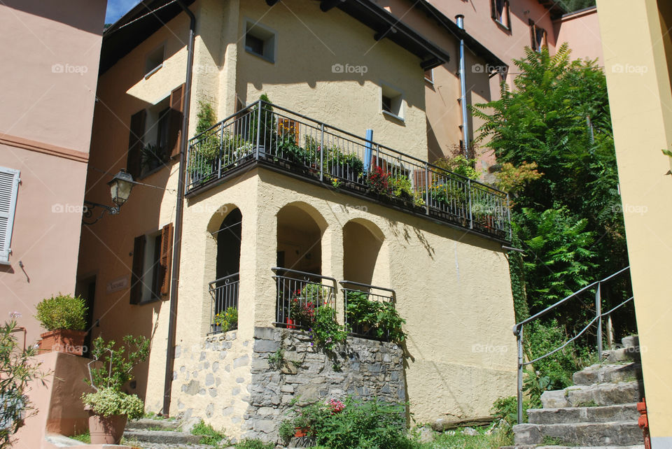 Yellow house - Valsolda, Como, Lombardy, Italy.