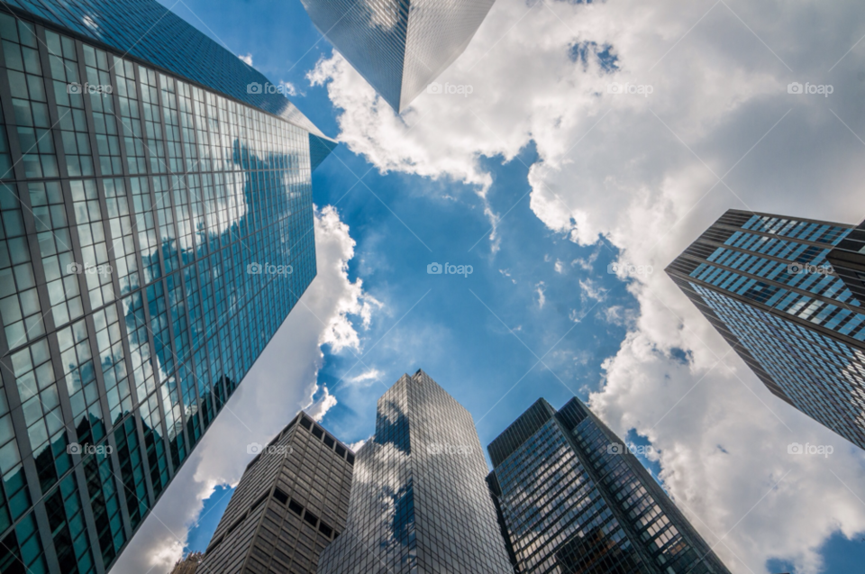 sky city clouds buildings by stockelements