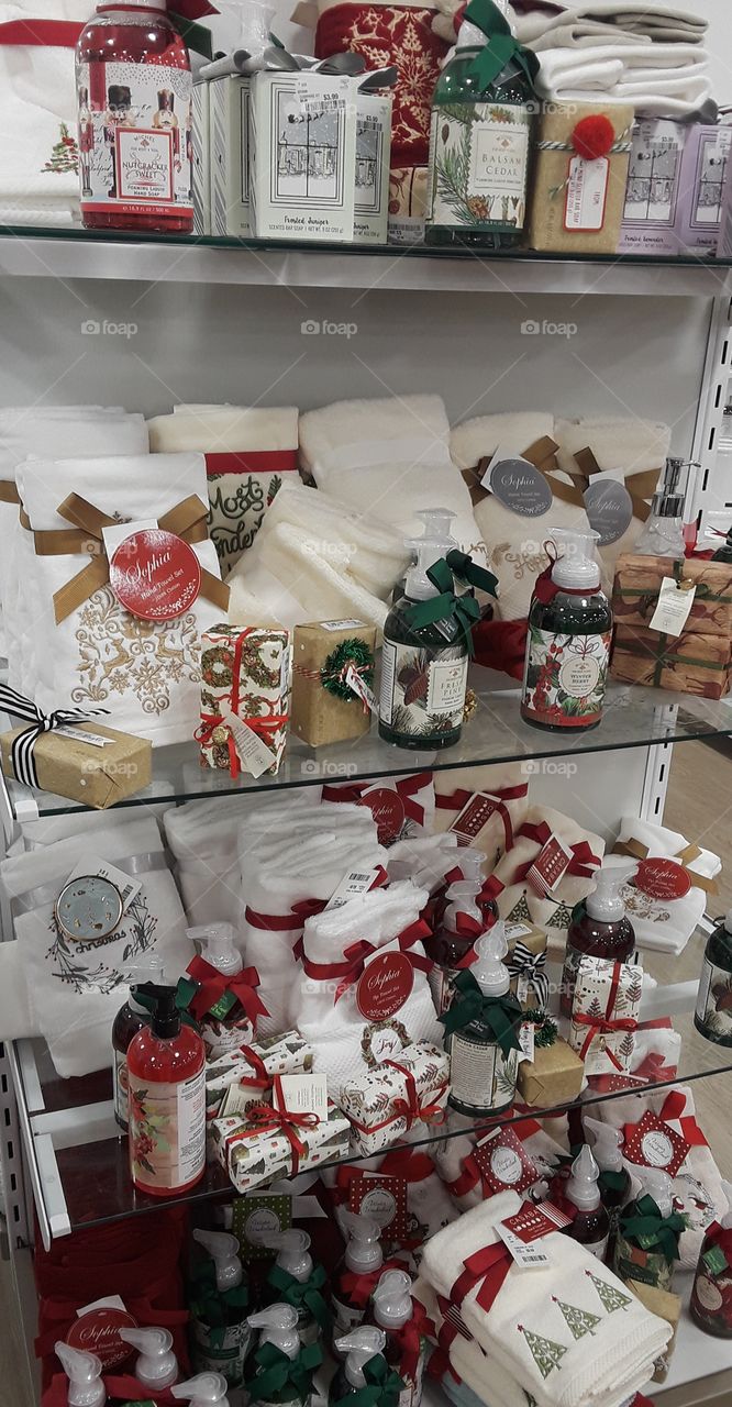 Christmas Items For Sale On Shelves At Store