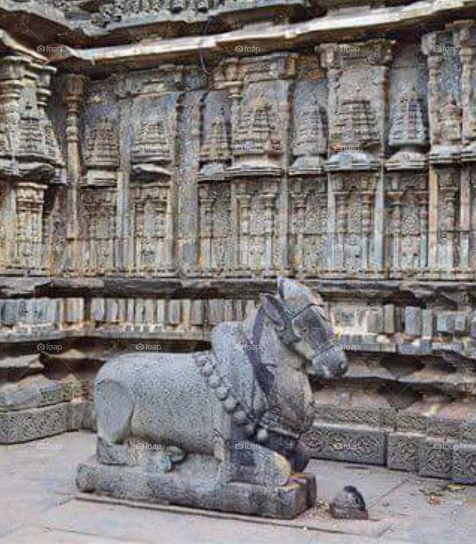 Rock bull in Indian temple