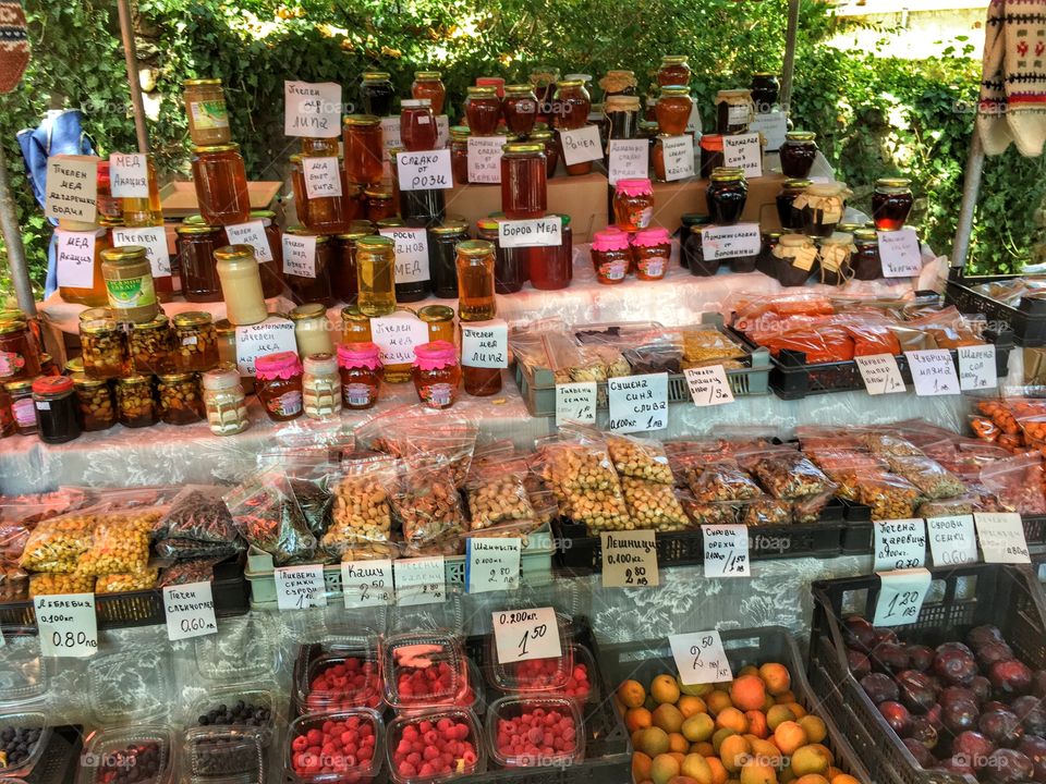 Organic market products in small local Bulgarian market