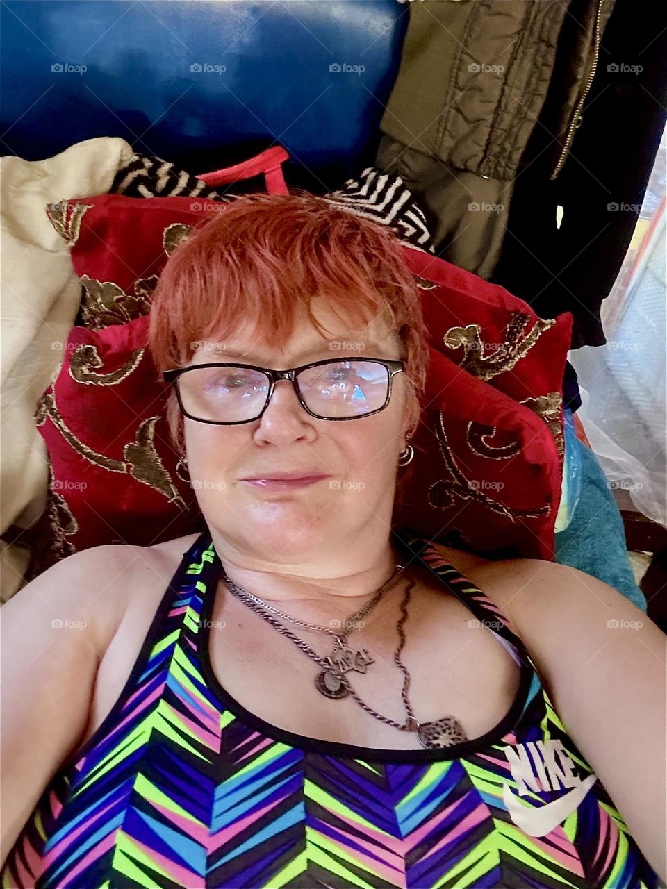This is me, “Petra Schiller” a.k.a. “Maxine Firefox” relaxing in my comfy spot aboard “Salvation”, the “28 foot 1969 Luhrs” cabin cruiser that I and my longtime partner “Timothy Trespas” call home. 2024. Hypnotic Productions