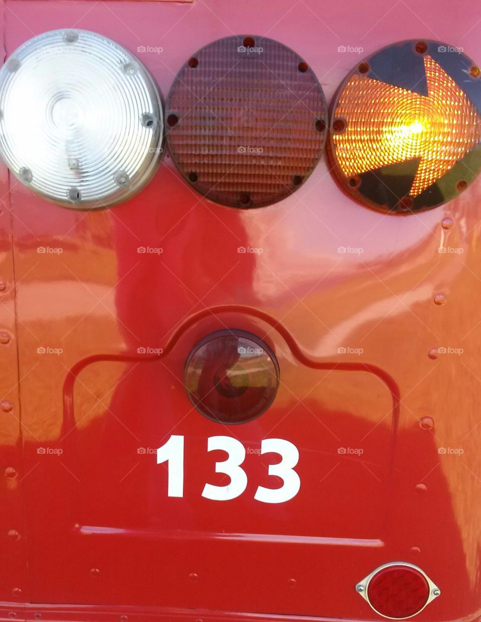 back-end of big red bus