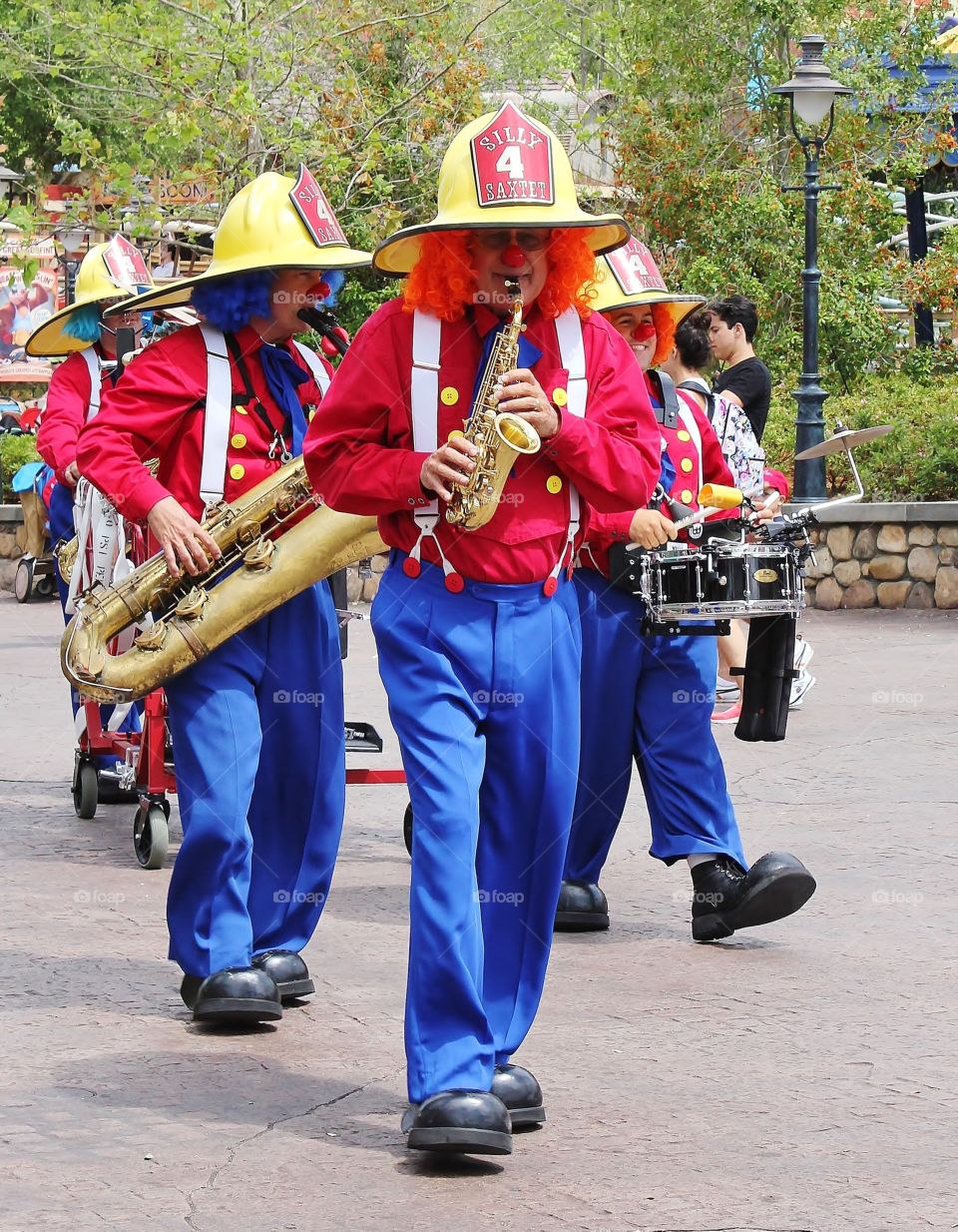 Disney band . Clown band in the house at Disney world - musical instruments mission 