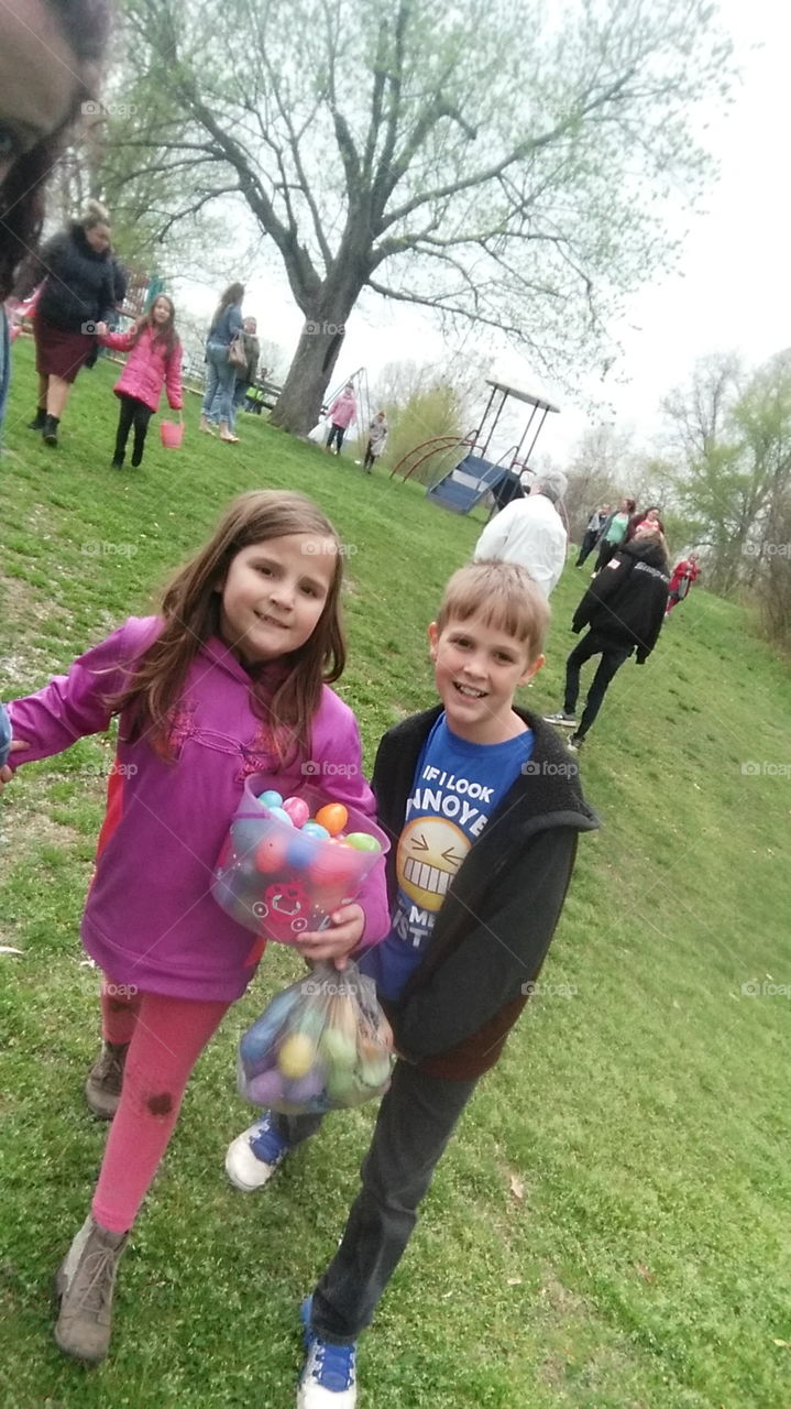 big smiling faces with very full Easter baskets