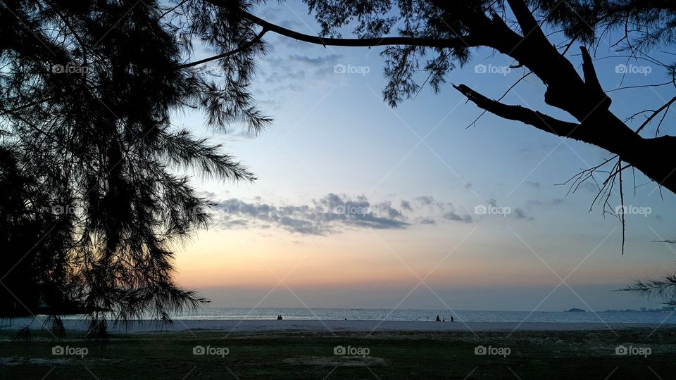 Sunset view of beach