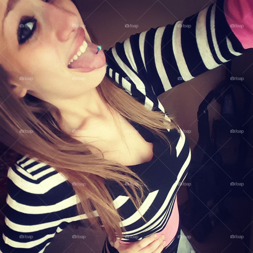 Portrait, Fashion, Girl, Stripe, Model