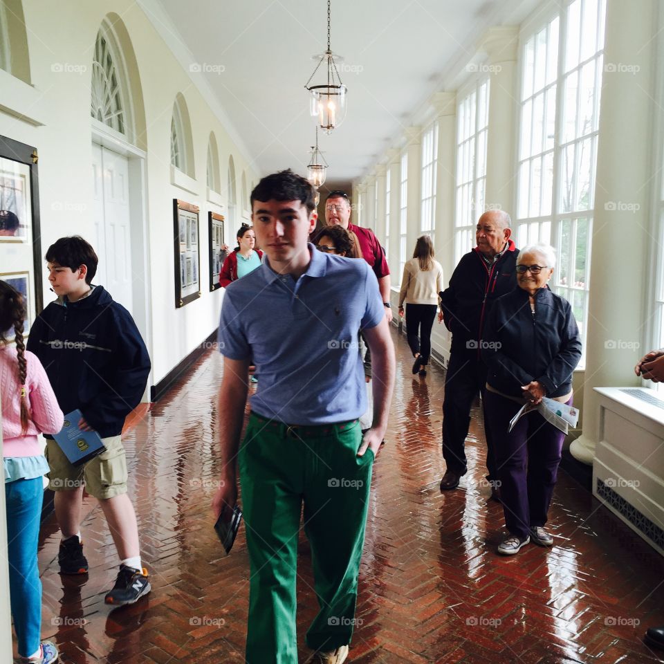 Hallway in the White House Teenager walking