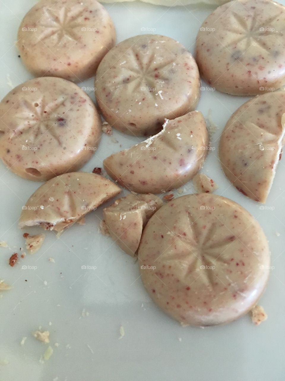 Pink Raspberry white chocolate on white 